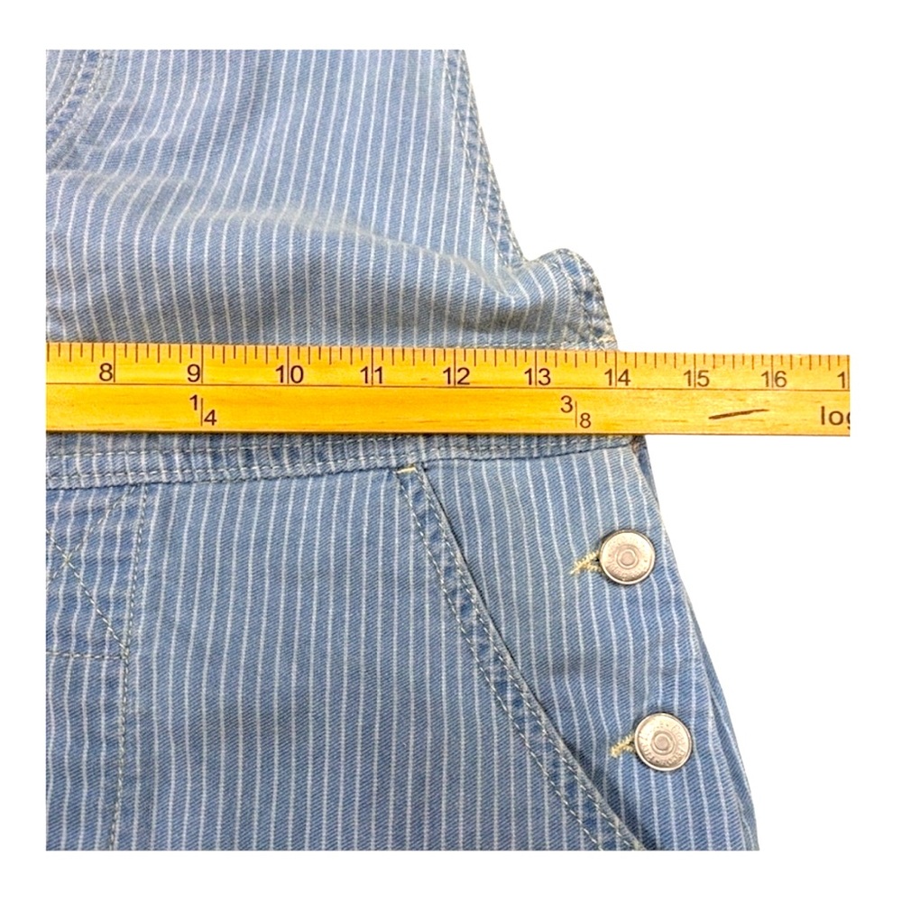 Free People Denim Stripe Fray Hem Mini Skirt Jumper Distressed Overalls- 24/ 0 - Picture 15 of 16